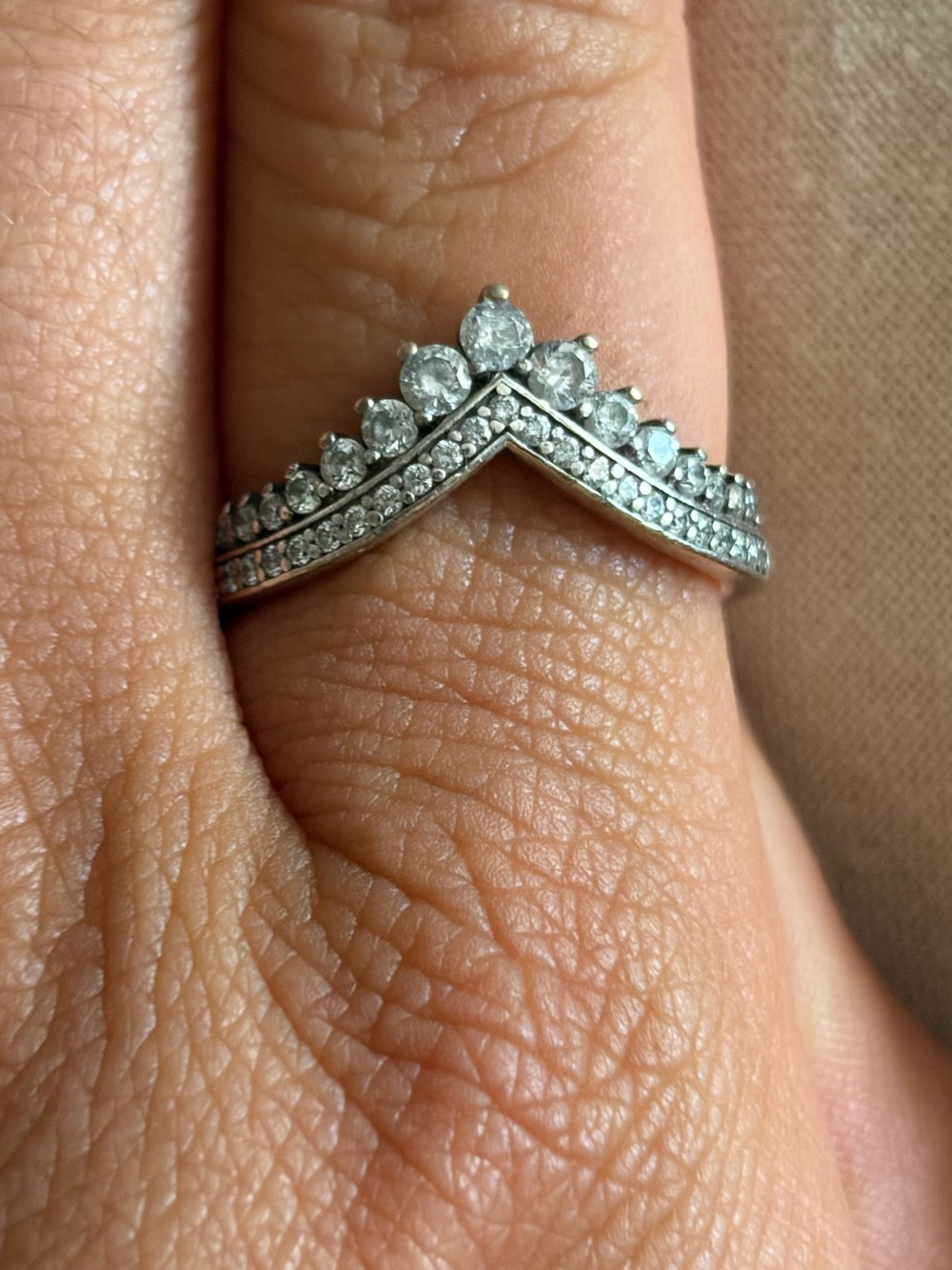 Pandora Princess Wishbone Silver Ring